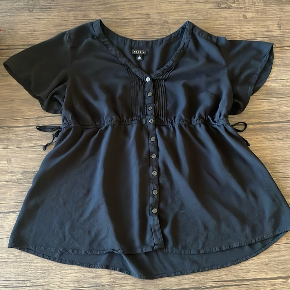 Torrid size 0 black peasant style top. Gently worn